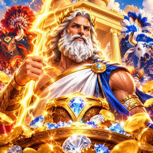 Miniatura do slot Gates of Olympus com o personagem Zeus